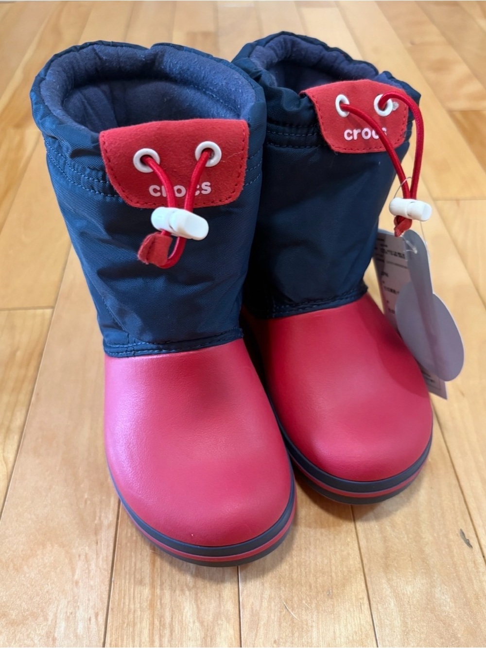 Crocs Boots NEW Size C10 Navy Blue Red Warm Perfect for Fall!